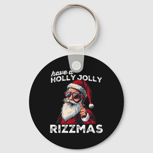 Mewing Santa Mew Funny Santa Meme Rizz Rizzmas Chr Nyckelring (Framsida)