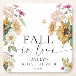 Mews Solros Fall In Love Höst Bröllopsfest Underlägg Papper Kvadrat