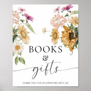 Mews Solrosblomma Blommigt Bokar och presenttecken Poster