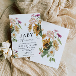 Mews Solrosblomma Högre babydusch Inbjudningar