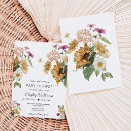 Mews Solrosblomma Högre babydusch Inbjudningar