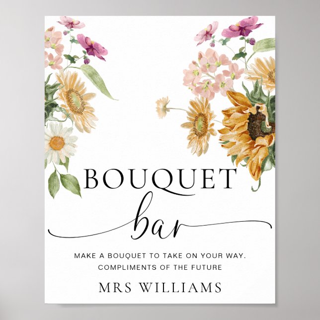 Mews Solrosblommans Blommigt Bouquet Flower Pub Si Poster (Framsidan)