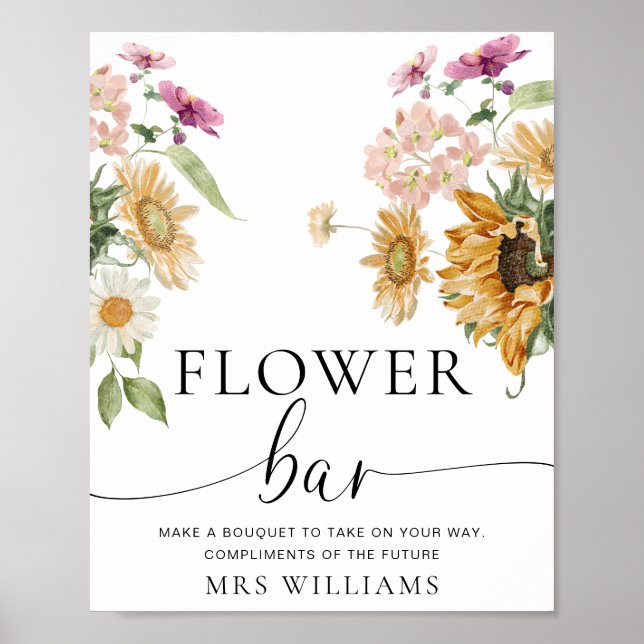 Mews Solrosblommans Blommigt Flower Pub Poster (Framsidan)