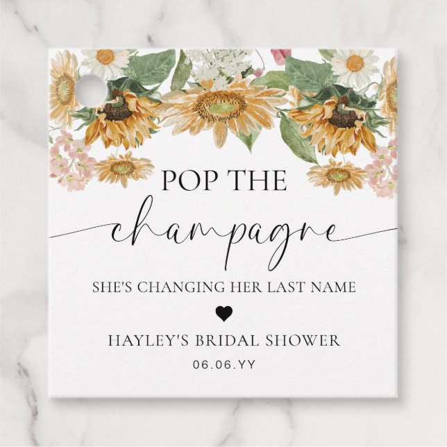 Mews Solrospop Möhippan Champagne Gåvor Etiketter (Framsida)