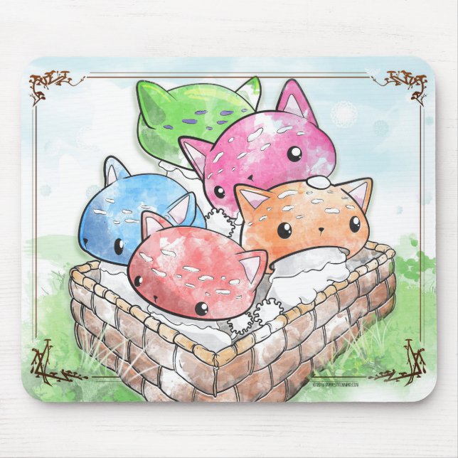 Mewshroom Mousepad plocka svamp den gulliga katten Musmatta (Framsidan)