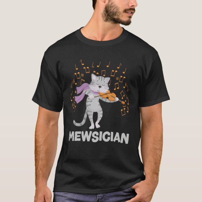 Mewsician Cat Kitten Playing Violin for Cat  Violi T Shirt (Framsida)