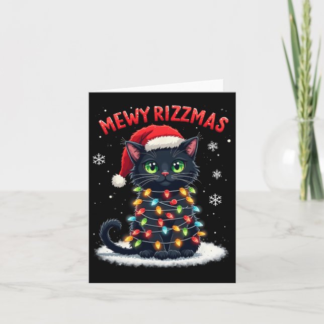 Mewy Rizzmas Funny Santa Cat Mewing Joke Rizz Jula Kort (Framsida)