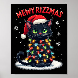 Mewy Rizzmas Funny Santa Cat Mewing Joke Rizz Jula Poster