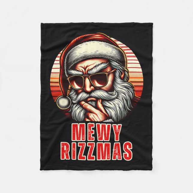 Mewy Rizzmas Funny Santa Mewing Joke Rizz Manar Ch Fleecefilt (Framsidan)