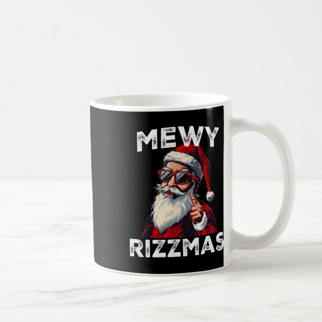 Mewy Rizzmas Funny Santa Mewing Joke Rizz Manar Ch Kaffemugg (Höger)