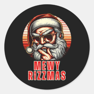 Mewy Rizzmas Funny Santa Mewing Joke Rizz Manar Ch Runt Klistermärke