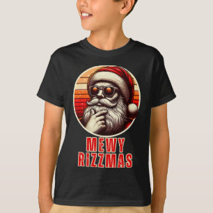 Mewy Rizzmas Funny Santa Mewing Joke Rizz Manar Ch T Shirt