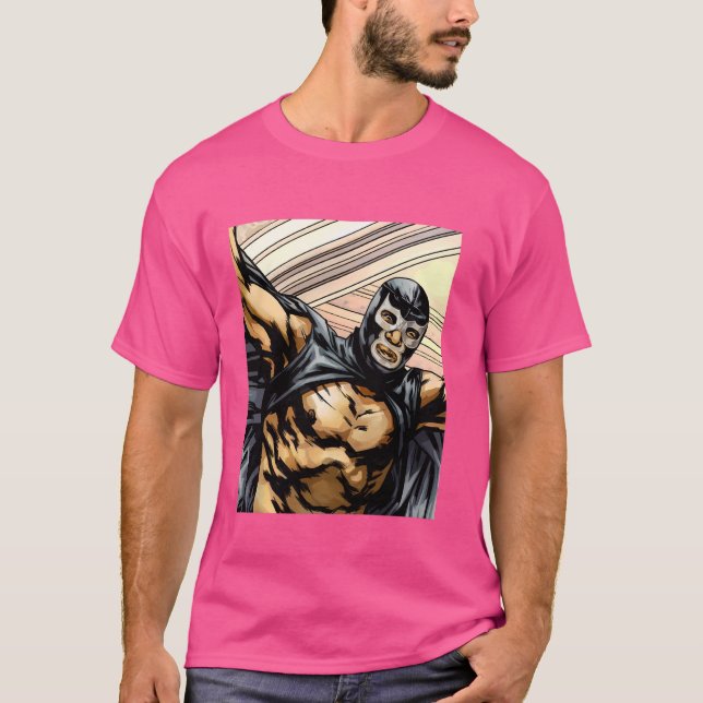 Mex-Art Demon Blue Lucha Libre Mexican Wrestler Le T Shirt (Framsida)