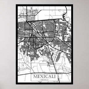 Mexicali Mexico City Karta Poster
