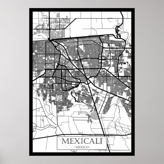 Mexicali Mexico City Karta Poster (Framsidan)