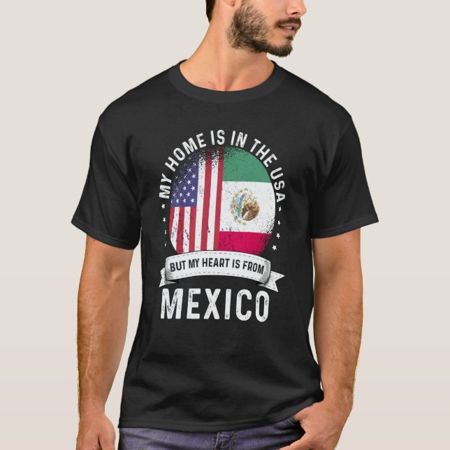 Mexican American Patriot Grown Proud Home USA Flag T Shirt (Framsida)