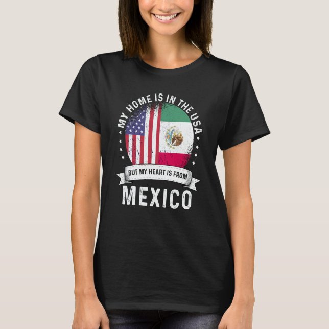 Mexican American Patriot Grown Proud Home USA Flag T Shirt (Framsida)