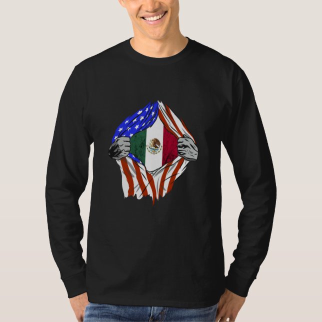 Mexican American USA Flag Mexico Mexican Pride Mex T Shirt (Framsida)