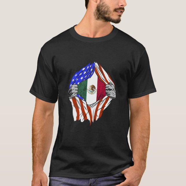 Mexican American USA Flag Mexico Mexican Pride Mex T Shirt (Framsida)