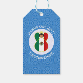 Mexican Angel Hanukkah Flag Personalized  Presentetikett
