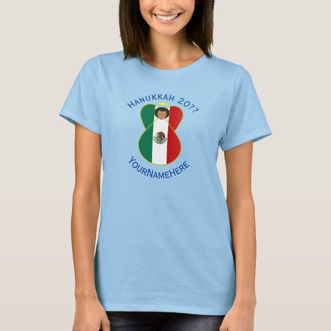 Mexican Angel Hanukkah Flag Personalized Women's  T Shirt (Framsida)