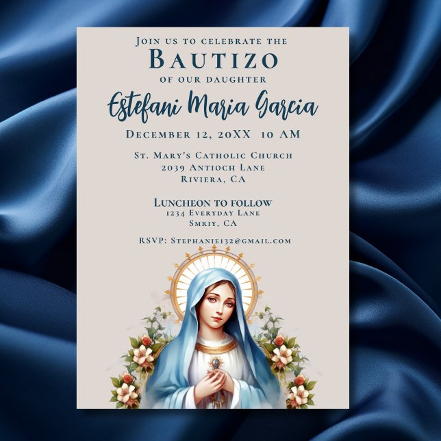 Mexican Bautizo Virgen de Guadalupe Baptism Inbjudningar (Skapare uppladdad)
