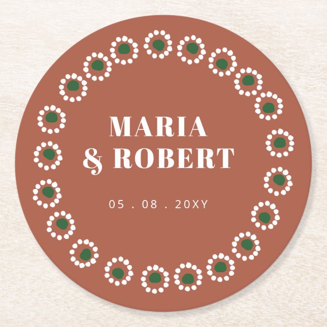 Mexican Boho Barro Underlägg Papper Rund (Framsidan)