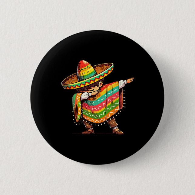Mexican Boy Dabbing Funny Cinco De Mayo Knapp (Framsida)