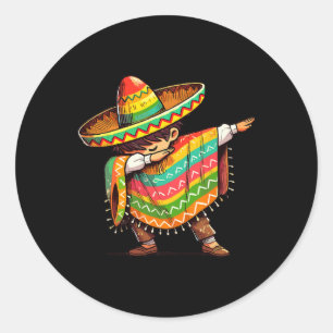 Mexican Boy Dabbing Funny Cinco De Mayo Runt Klistermärke