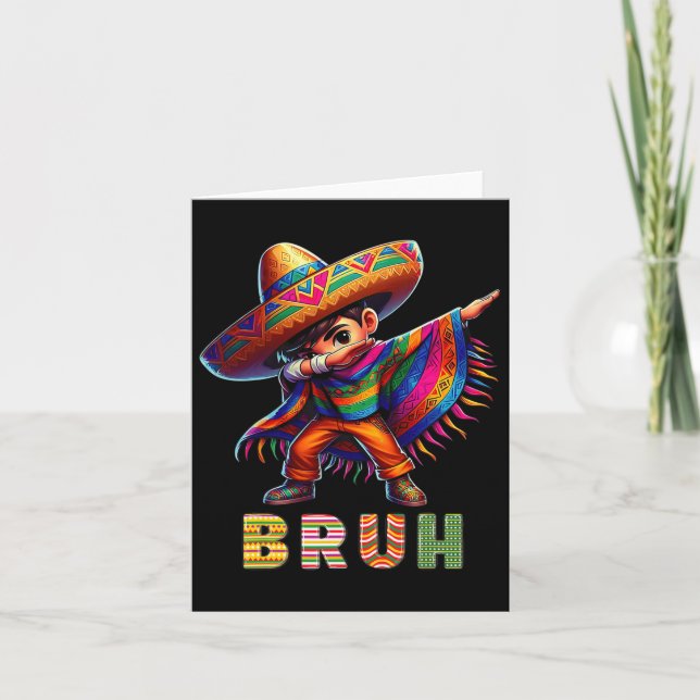 Mexican Boy Dabbing Poncho Cinco De Mayo Funny Bru Kort (Framsida)