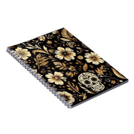 mexican dead and floral black art Poker Anteckningsbok