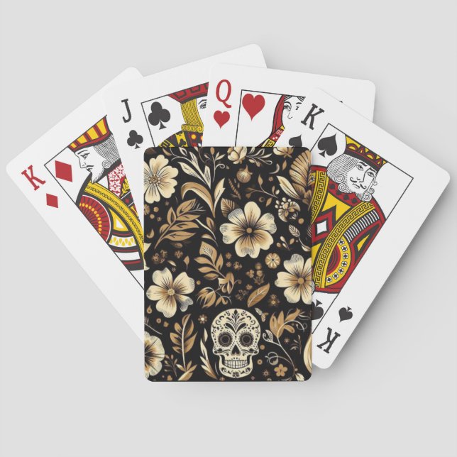 mexican dead and floral black art Poker Casinokort (Baksidan)