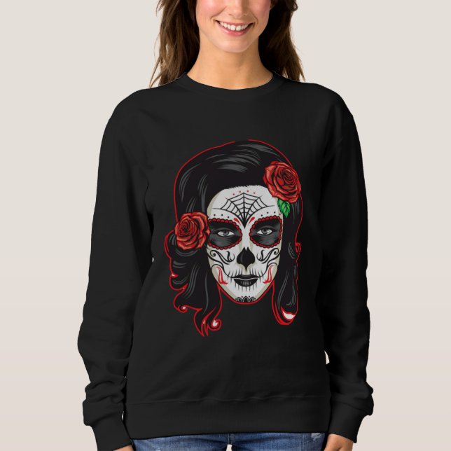 Mexican Dia de lus Muertos Calavera Day of the Dea T Shirt (Framsida)