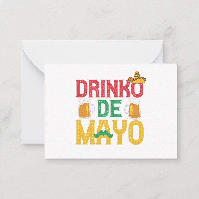 Mexican Drinko de Mayo Funny Cinco de Mayo Gift Anteckningskort (Framsida)