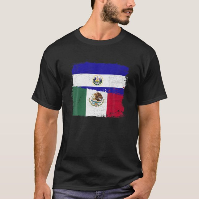 MEXICAN El Salvador Flagga Halvmexikanska El Salva T Shirt (Framsida)
