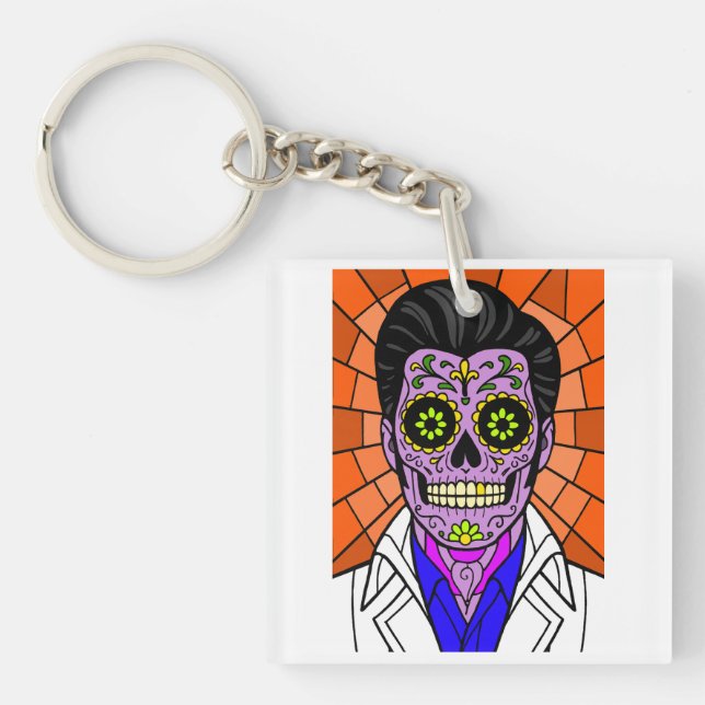 Mexican Elvis Stained Glass Key Ring (Framsidan)