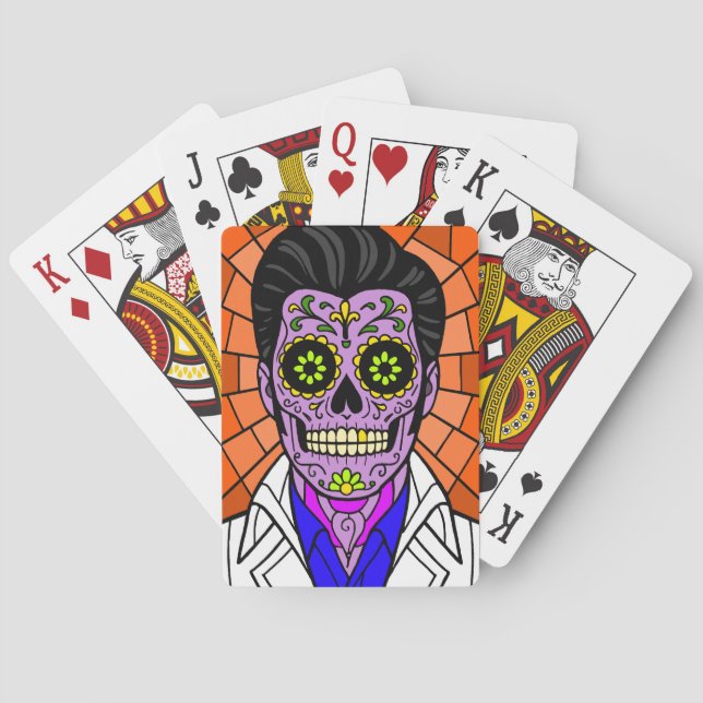 Mexican Elvis Stained Glass Playing Cards Casinokort (Baksidan)