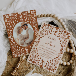 Mexican Fiesta Beige Terracotta Wedding Invitation Inbjudningar