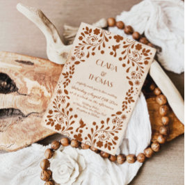 Mexican Fiesta Beige Terracotta Wedding Invitation Inbjudningar