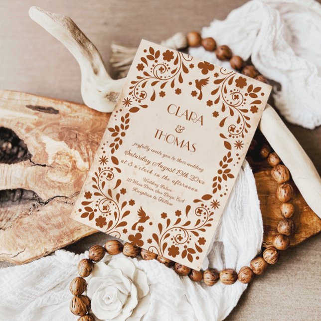Mexican Fiesta Beige Terracotta Wedding Invitation Inbjudningar (Skapare uppladdad)