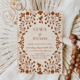 Mexican Fiesta Beige Terracotta Wedding Invitation Inbjudningar