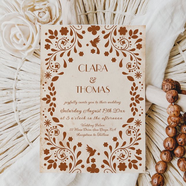 Mexican Fiesta Beige Terracotta Wedding Invitation Inbjudningar (Skapare uppladdad)