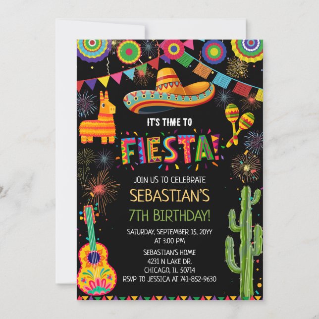 Mexican Fiesta Birthday Party Inbjudningar (Framsida)