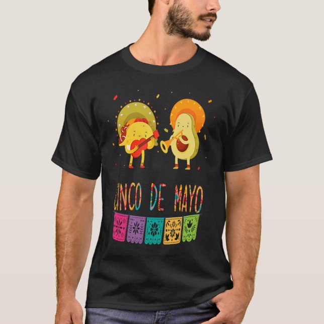 Mexican Fiesta Cinco De Mayo Tacos And Avocado Mex T Shirt (Framsida)