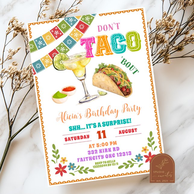 Mexican Fiesta Don't Taco Bout Surprise Birthday Inbjudningar (Skapare uppladdad)