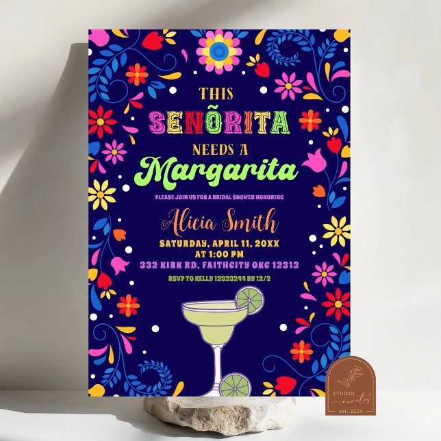 Mexican Fiesta Margaritas Bridal Shower Invitation Inbjudningar (Skapare uppladdad)
