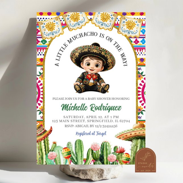 Mexican Fiesta Muchacho Boy Baby Shower-inbjudan Inbjudningar (Skapare uppladdad)