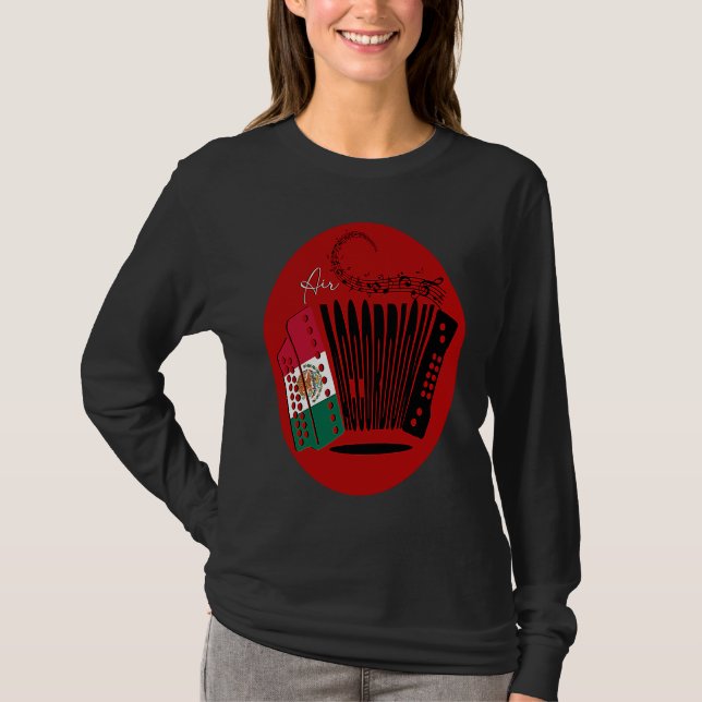 Mexican Flag Air Accordion Mexico Fiesta Womens Bo T Shirt (Framsida)