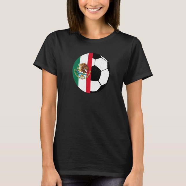Mexican Flag Soccer Fans Football   Mexico Sports T Shirt (Framsida)
