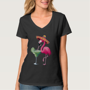 Mexican Flamingo Sombrero Fiesta Party Margarita M T Shirt